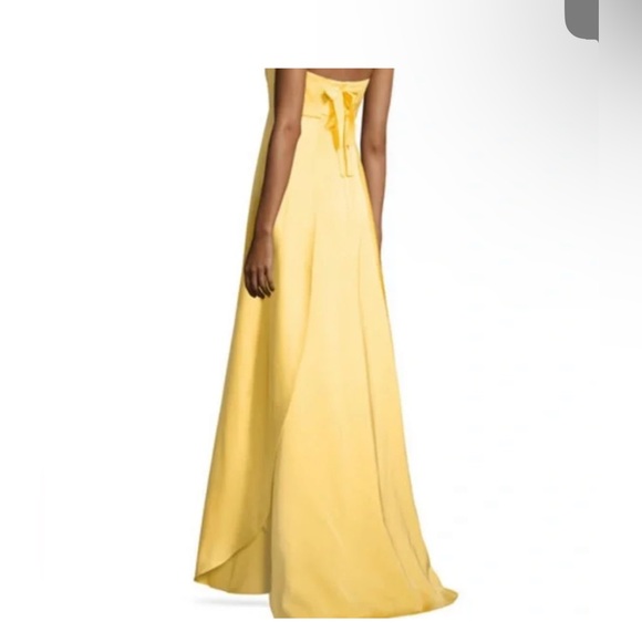 Zac Posen Strapless Yellow Satin Gown, Tulip Like Skirt, Flawed, Size 12 - Picture 9 of 17